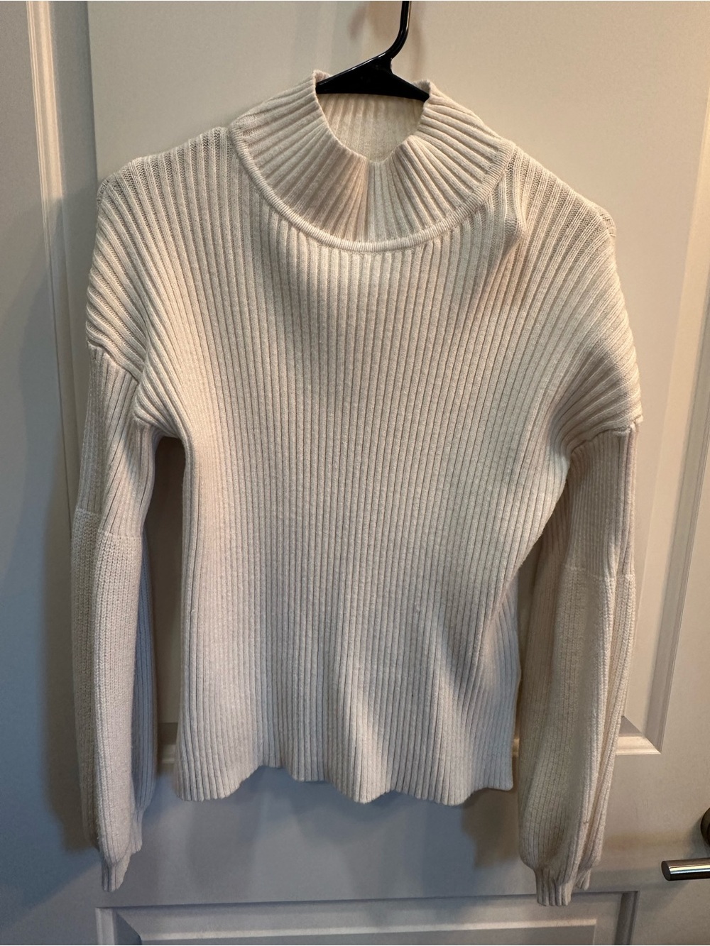 Amazon Cream Ribbed Mock-Neck Sweater